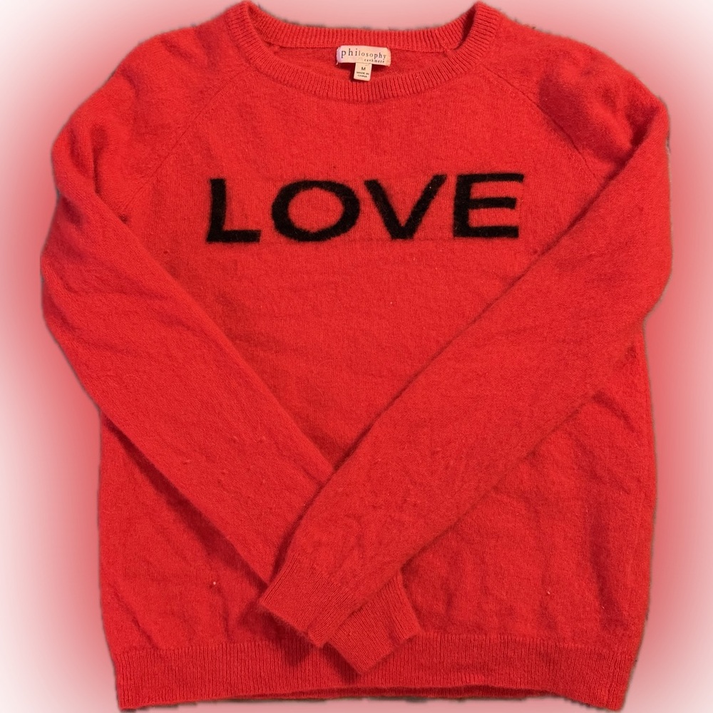 Philosophy Red cashmere Sweater with Black LOVE Lettering
